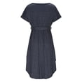 thumbnail image 6 of Shirt Dress for Women Belted Summer Solid Color Short Sleeve Button Down Mini Dress Gray M, 6 of 6