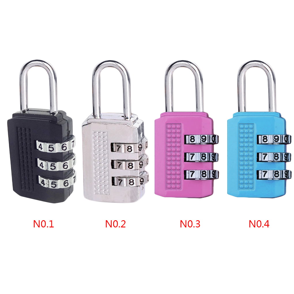 Yuauy 3 pcs Silver 10 Dial Push Button Combination Password Code Lock Padlock Locking Mechanism Chrome Plated Sturdy Security for blindman Suitcase Luggage Travel Baggage Backpack School Locker