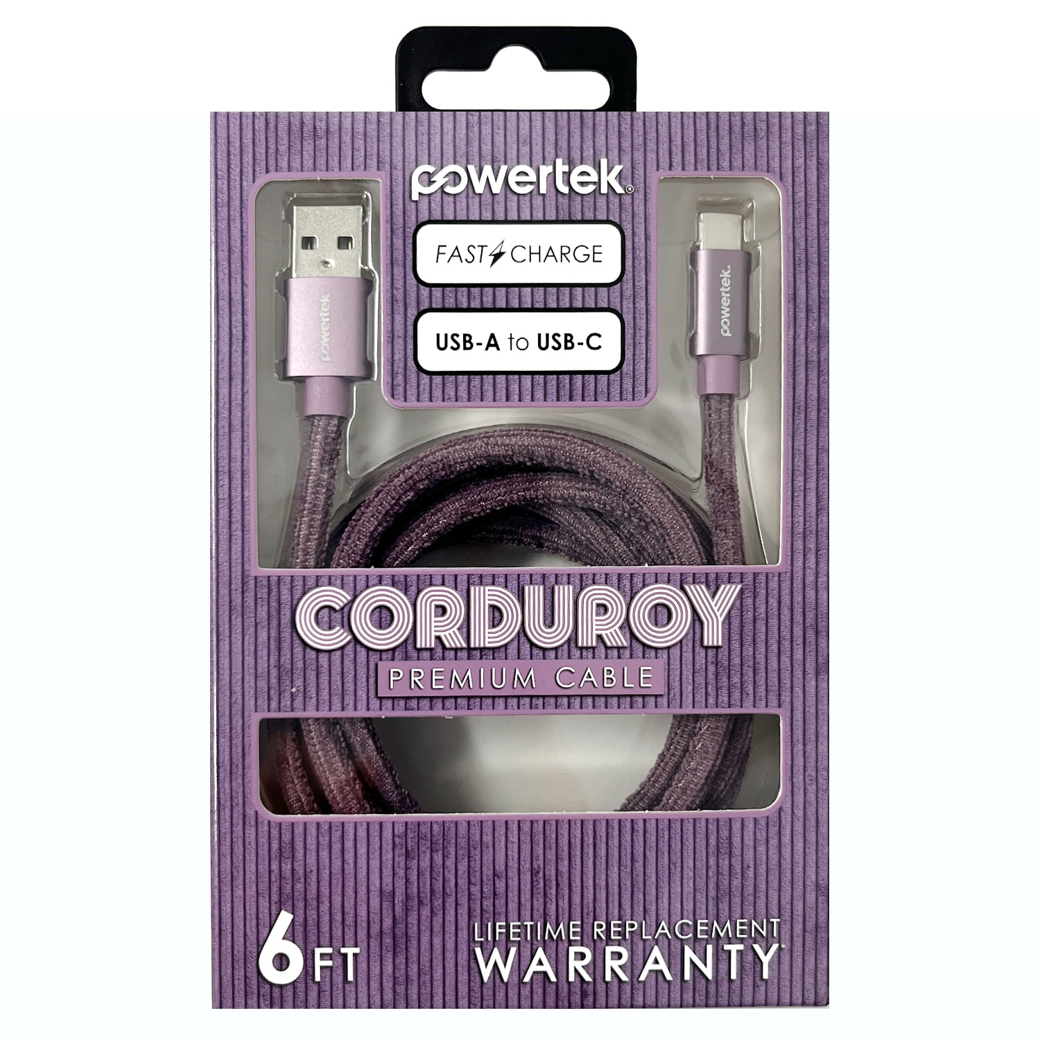 Liquipel Powertek Corduroy USB-A to USB-C - Purple
