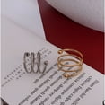 thumbnail image 4 of DESIGNICE Spring Swirl Spiral Flexible Ring Stainless Steel Beaded Ball Fashion Simple Twist Layered Stacking Rings Personalized Middle Thumb Finger Band Comfort Fit Jewelry Gift for Women Men Size 8, 4 of 5
