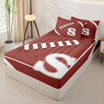 thumbnail image 2 of Homewish Sport Rugby Letter Monogrammed S Zipper Twin Comforter Sets with Fitted Sheet and 2 Pillowcases for Teens,Football Gamer Zipper Bedding Set for Boys Girls,4-Piece,Black Reversible, 2 of 6