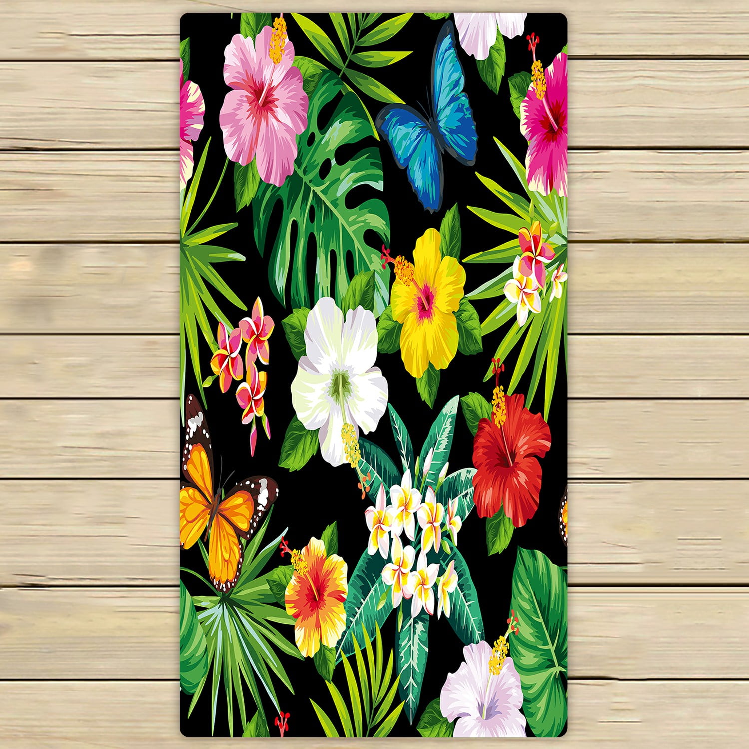 ABPHQTO Tropical Flowers Leaves Butterflies Towels,Beach ...