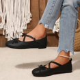 thumbnail image 4 of Women Bow Ballet Flats, Criss‑Cross Ankle Strap Mary Jane Flat Shoes With Buckle, Soft Comfortable Dress Shoes for Wedding, Dating, Office, Walking, 4 of 9