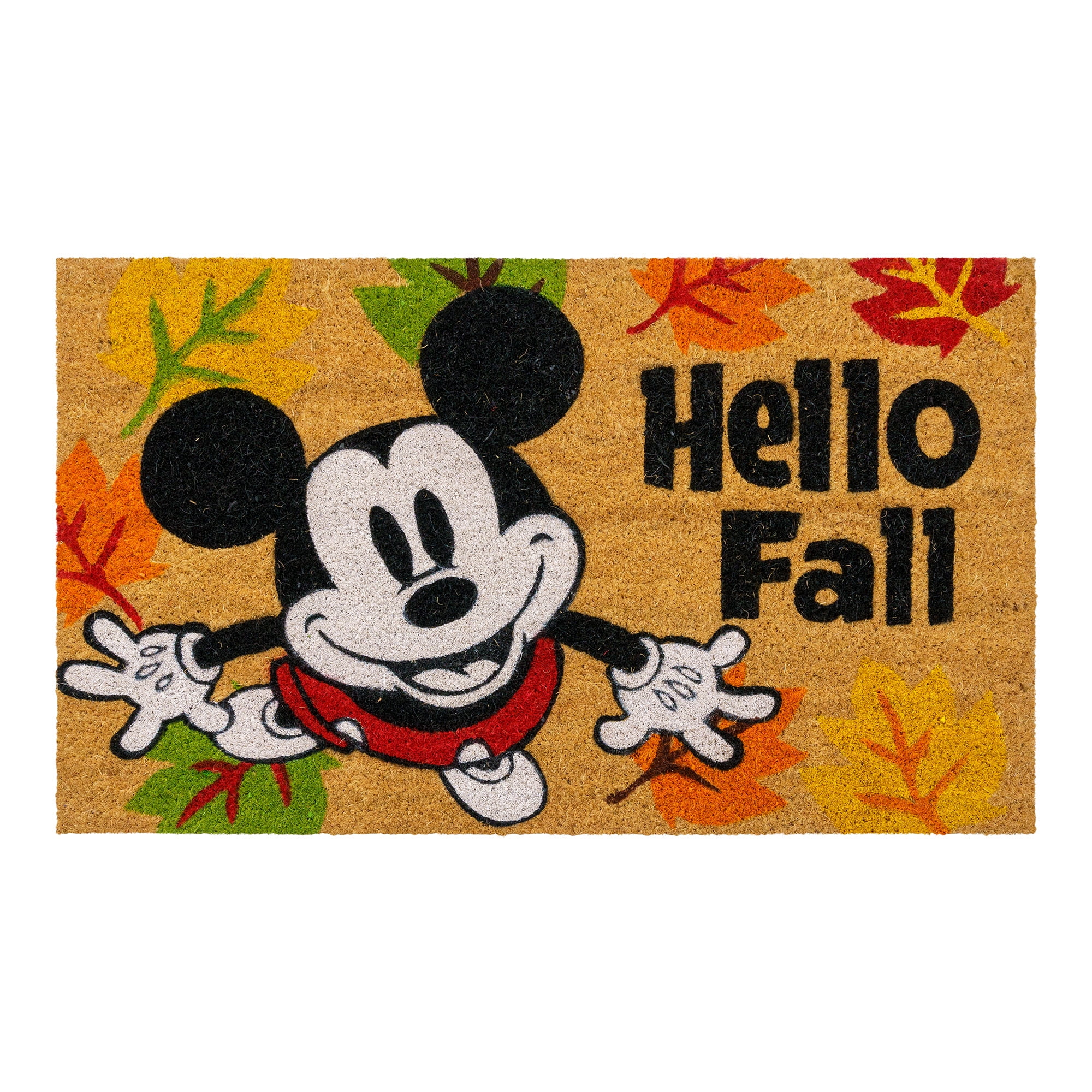 Disney Mickey Mouse Natural Coir Hello Fall Door Mats Set, 18x30 Inches, 2 Pack