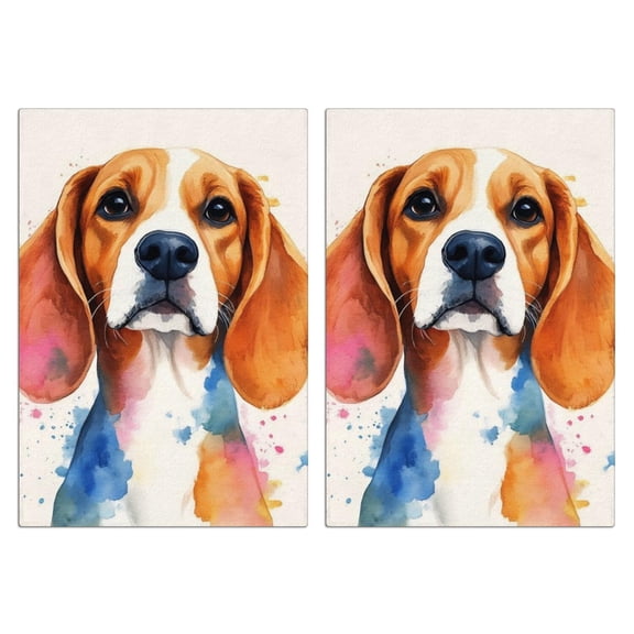2 Pcs Funny Kitchen Towels,Watercolor Style Beagle Microfiber Dish Towels,Kitchen Tea Towels,Kitchen Towel Set (18" X 26")