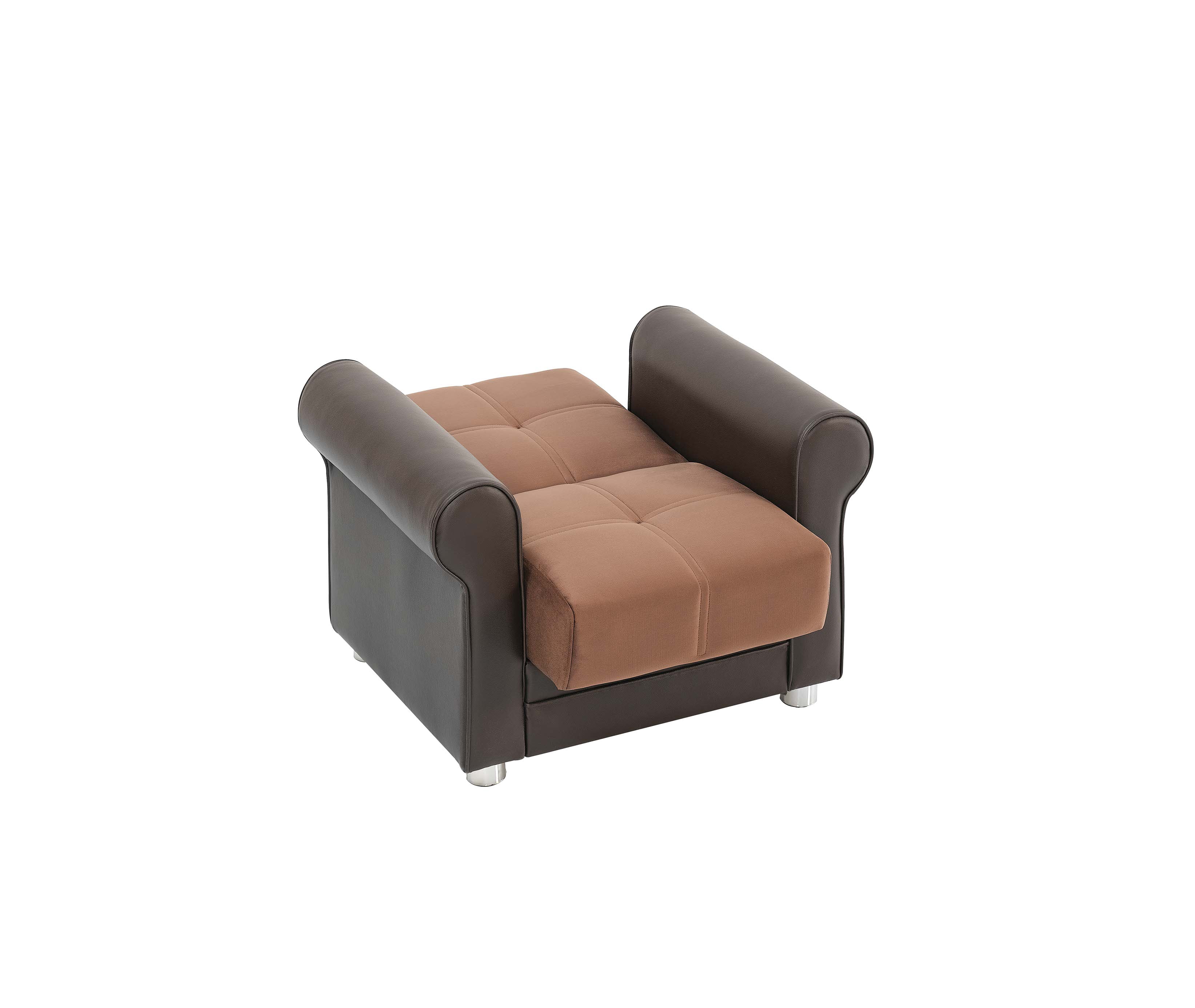 Ottomanson Convertible Accent Armchair with Hidden Storage, Firm Comfort Seating, Brown