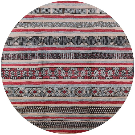 Ahgly Company Indoor Round Mid-Century Modern Silver Pink Solid Area Rugs, 8' Round