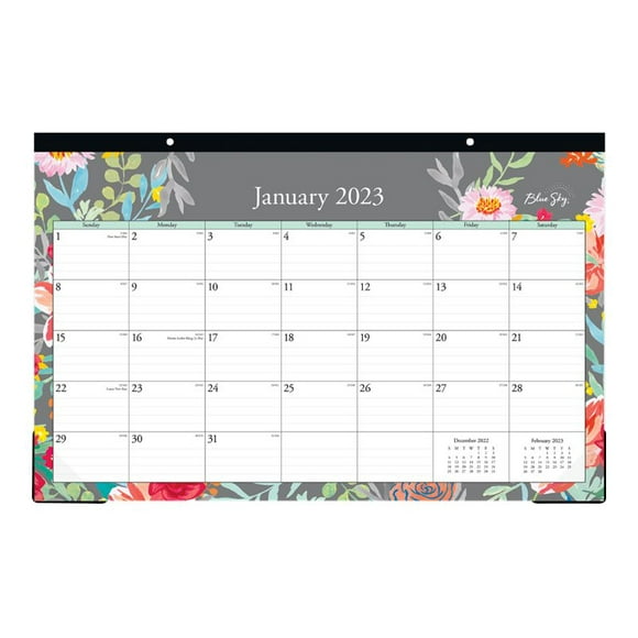 Blue Sky - Desk pad calendar - desktop/wall mount - 2023 - Sophie floral - month to view - 17.01 in x 10.98 in - dated