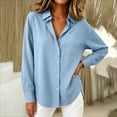 thumbnail image 6 of Hueook Long Sleeve Denim Shirt Women Button Chambray Ladies' Casual Fashion Lapel Solid Color Button Long Sleeved Shirt with Pockets Light Blue L, 6 of 6