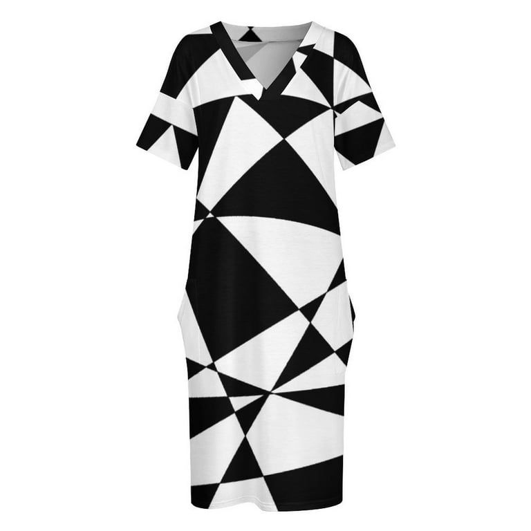 Black and White Retro Geometric Pattern Loose Pocket Dress luxury dresses luxury dress Beachwear summer women"s suit - Walmart.com Black and White Retro Geometric Pattern Loose Pocket Dress luxury dresses luxury dress Beachwear summer women"s suit - Walmart.com