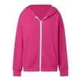 thumbnail image 5 of Inglocry Oversized Zip Up Hoodie for Women Fleece Long Sleeve Hooded Sweatshirts Cute Y2k Jackets 2025 Fall Winter Clothes Hot Pink L, 5 of 5