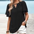 thumbnail image 2 of Samickarr Summer Savings Clearance Plus Size Summer Tops For Women Tops Dressy Casual Tunic Tops To Wear With Leggings Women Summer V-neck Solid Color Short Sleeve Tops, 2 of 8
