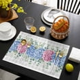 thumbnail image 3 of Blue Pink Hydrangea Placemats Set of 4, Eucalyptus Leaves Grey Plaid Placemats for Dining Table, Place Mats for Kitchen Tabletop, Waterproof Wipeable Dining Table Mats Set, 3 of 9