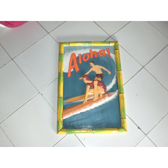 CLASSIC SURF "ALOHA" - BAMBOO FRAME 24" X 16"