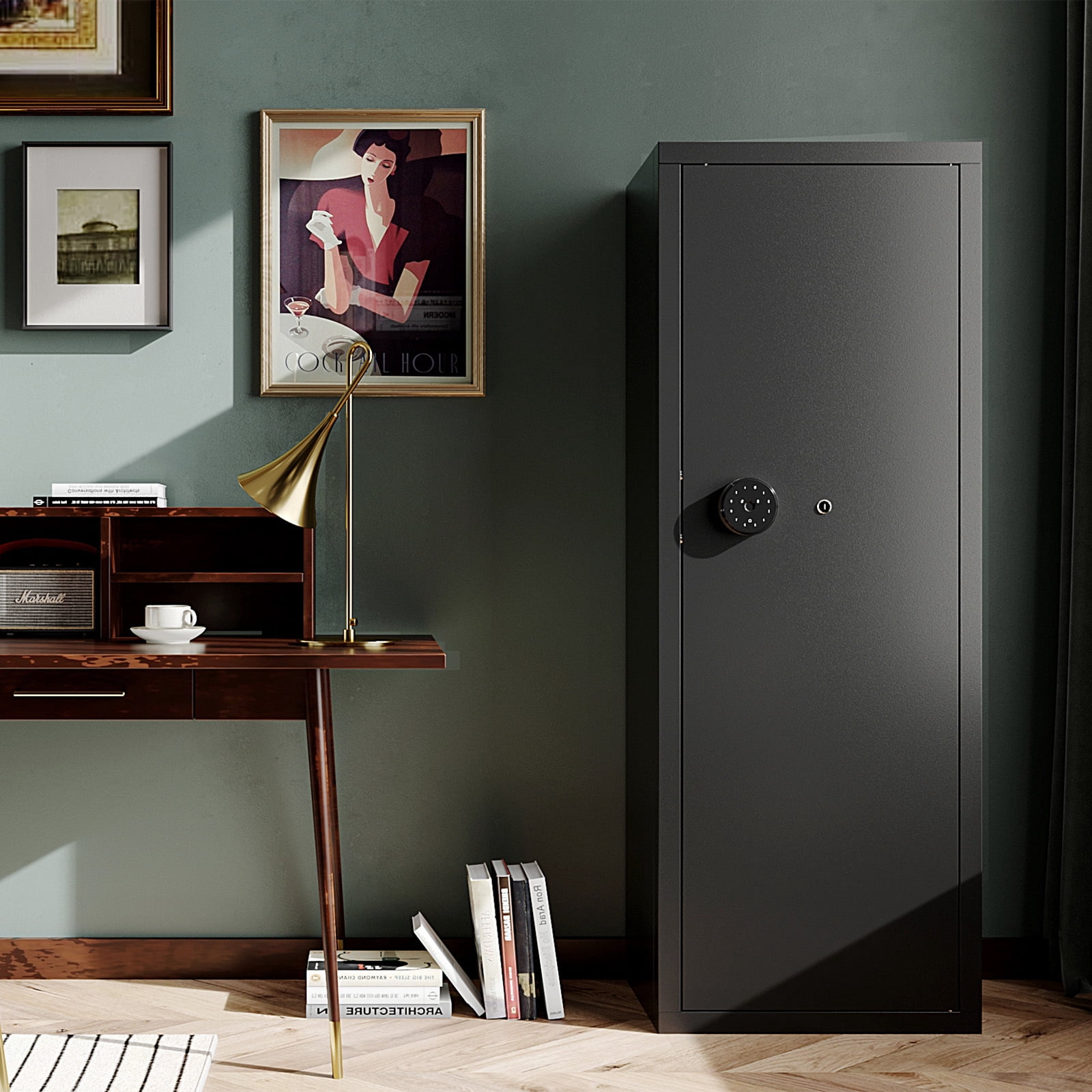 Sapital 10-12 Biometric Gun Safe for Rifles and Pistols, Large Rifle Cabinet with Gun Racks and Removable Shelves