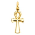 thumbnail image 2 of Ioka-14K Yellow Gold Egyptian Ankh Cross Pendant with 1.4mm Flat Open Wheat Chain Chain Necklace - 20", 2 of 4