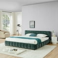 thumbnail image 3 of Hassch King Size Upholstered Platform Bed Frame with 4 Storage Drawers and Soft Headboard, Chenille Fabric, Dark Green, 3 of 10
