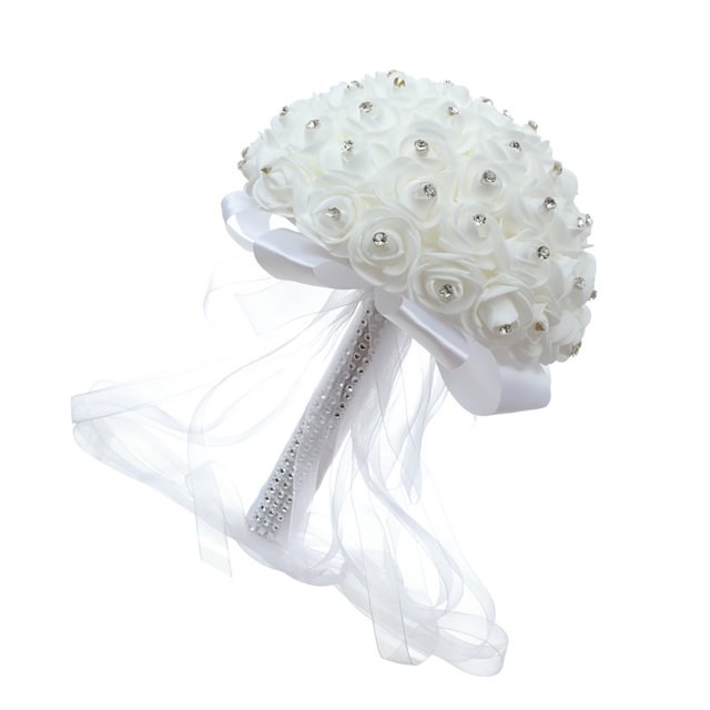 Matsuzay Ramo de boda romántico para dama de honor, novia, adorno falso, decoración de vestido, diseño de escena, ramos de flores blancas para Kits de decoración para fiestas Matsuzay HA035302-00