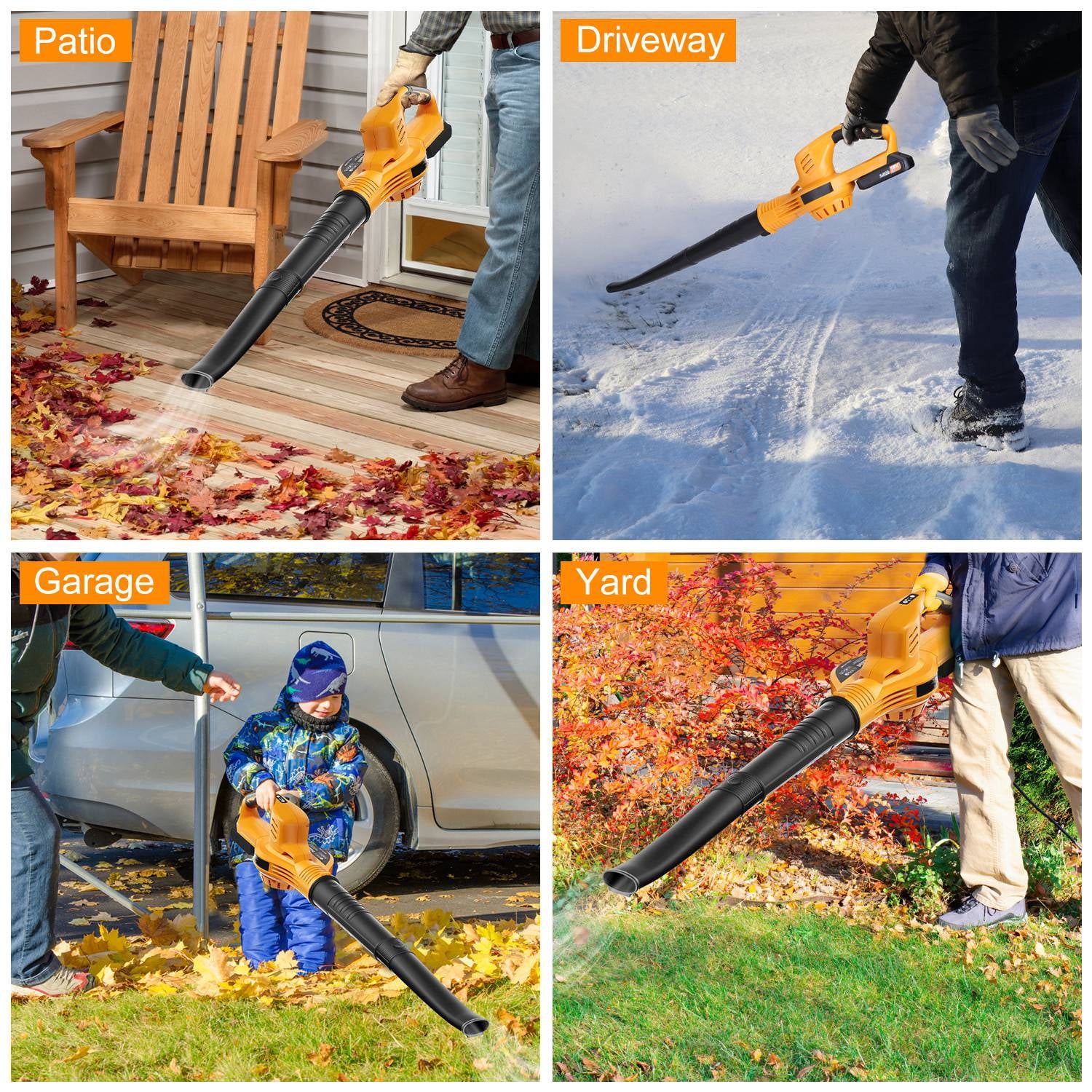 Cordless Leaf Blower TeqHome Handheld Electric Battery Powered Air Blower Max 124MPH 300CFM with 2 Adjustable Speeds for Yard Patio