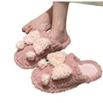 thumbnail image 4 of Heisall Women's Slippers Plush Bow-Adorned House Shoes with Anti-Slip Sole, Soft Comfortable Indoor Fuzzy Winter Slippers in Pink/Black/White for Cozy Homewear, 4 of 9