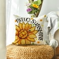 thumbnail image 5 of Sm:)e Summer Pillow Cover Set of 2 - 18x18 Inch Hello Sunshine Sunflower Polyester Decorative Cushions, 5 of 6