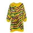 thumbnail image 3 of Women's Mardi Gras Sweatshirt Dress Round Neck Long Sleeves Metallic Stripes Print Pockets Oversized Mini Party Dress, 3 of 3