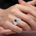 thumbnail image 2 of RYLOS Men's Rings Sterling Silver Designer Gypsy 7MM Round Gemstone &  Sparkling Diamond Ring Onyx October  Size 9, 2 of 5