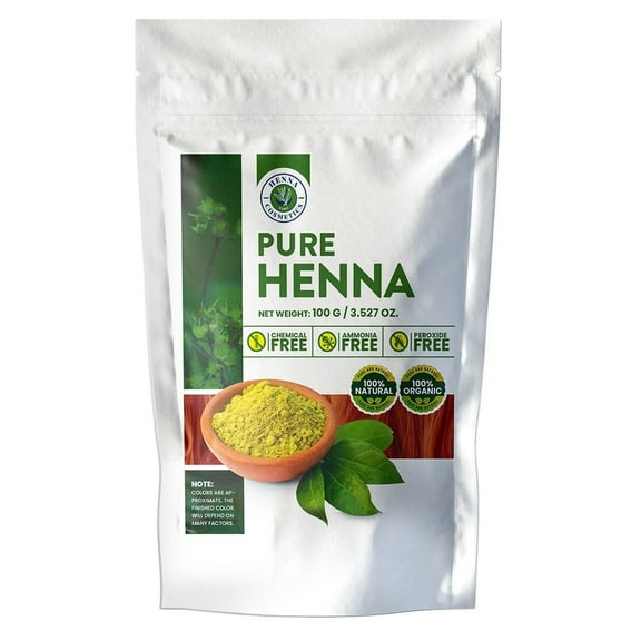 Henna Cosmetics Pure Henna Powder Hair Color, Brown/Red, 100g (3.5 oz)