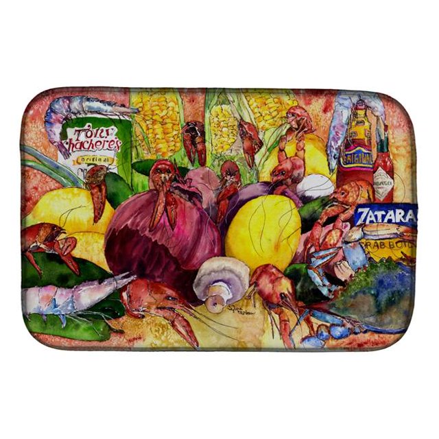 Carolines Treasures 8698DDM Crawfish With Spices & Corn Dish Drying Mat