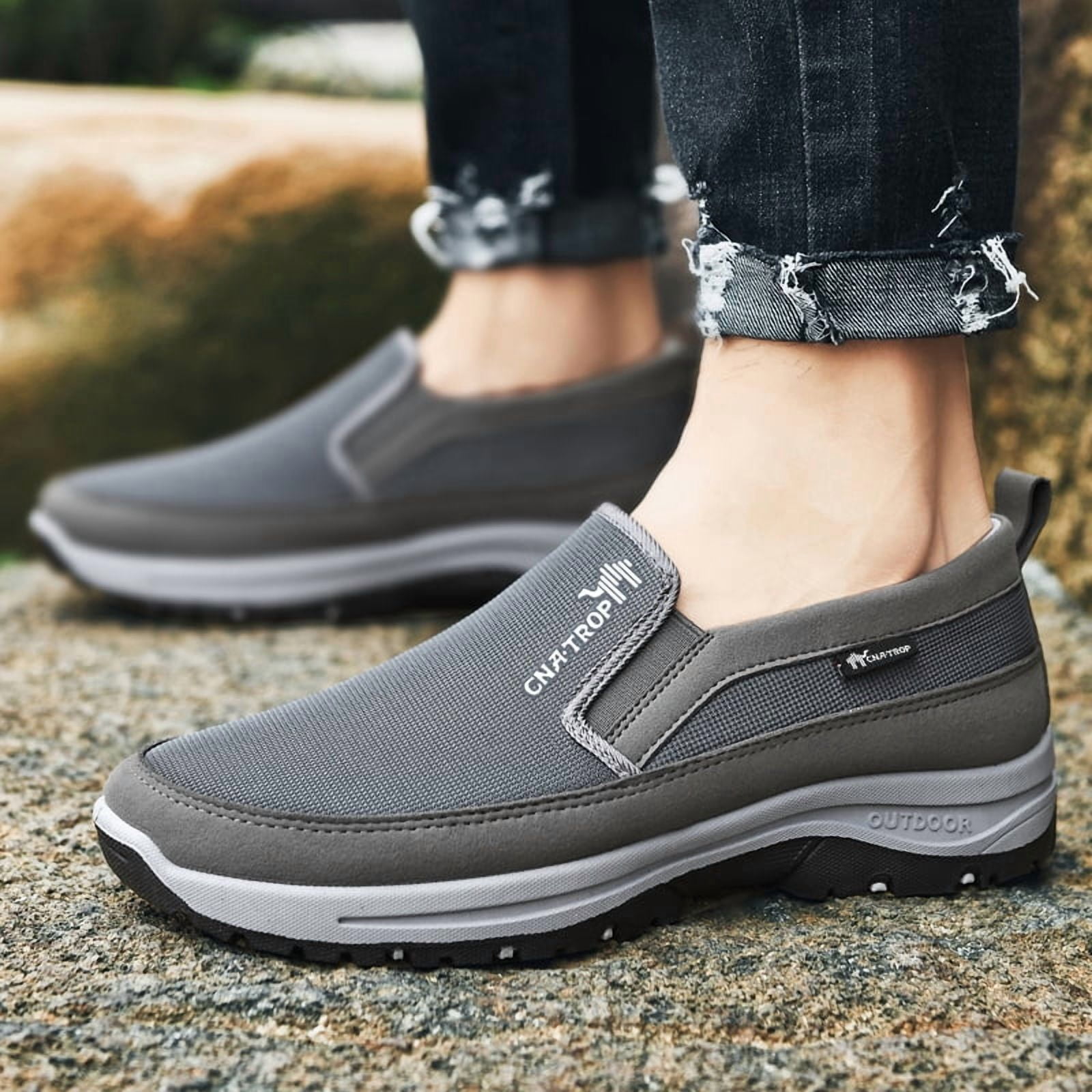 CNA.TROP Men's Slip on Casual Shoes Lightweight Breathable Anti-Slip Walking Shoes, Outdoor Hiking Shoes