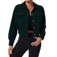 thumbnail image 3 of Women's Long Sleeve Button Down Jacket Solid Color Turndown Collar Casual Corduroy Outwear with Pockets XXL, 3 of 9