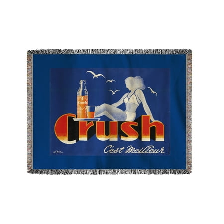 Crushed Chenille - Crush Vintage Poster (artist: Tiffou) France c. 1956 (60x80 Woven Chenille Yarn Blanket)