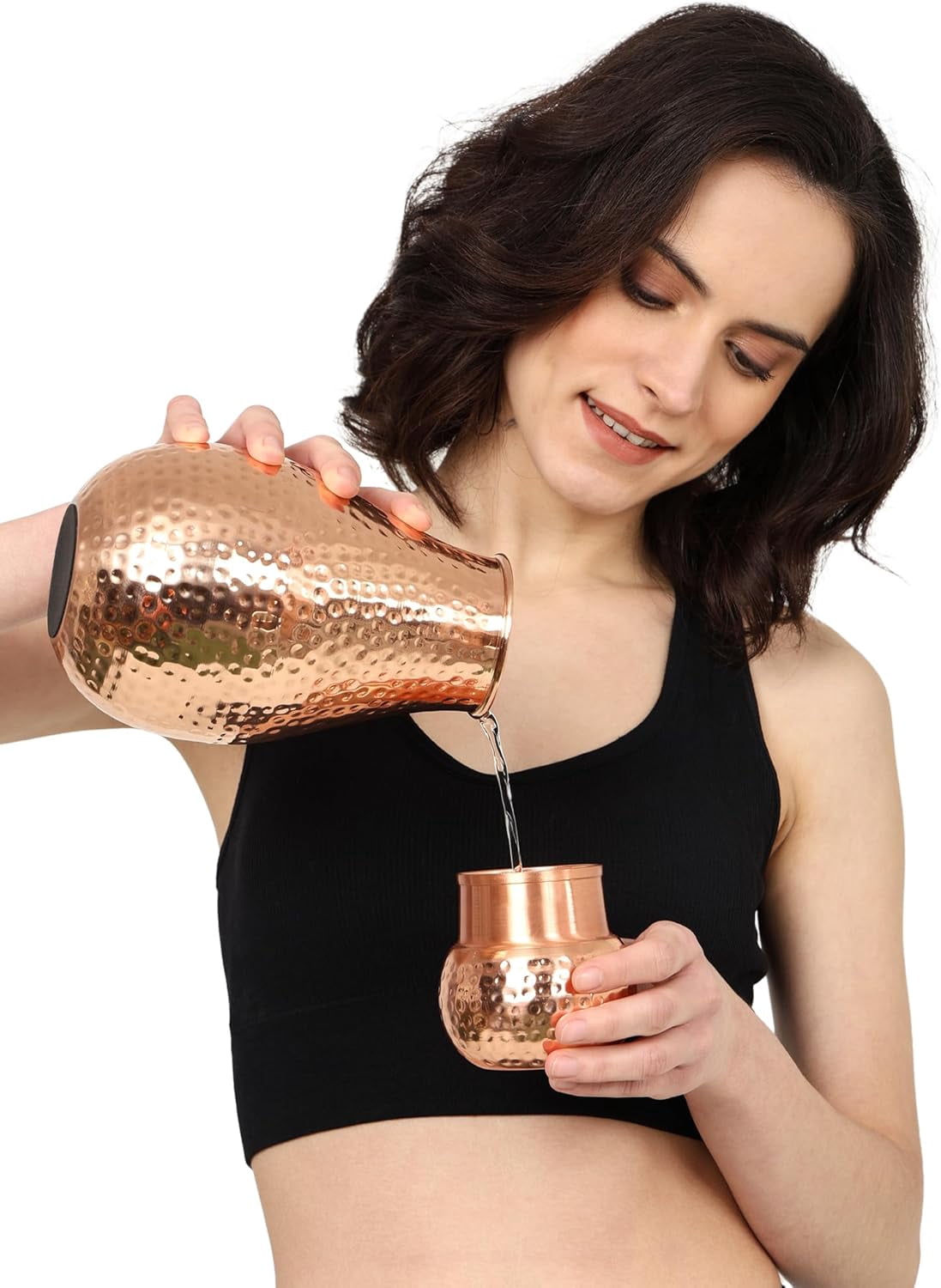 Pure Copper Bedside Water Carafe – 1.6L (54.10 fl oz) | Ayurvedic Health Benefits | Eco-Friendly Water Pitcher | Handcrafted in India