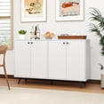 thumbnail image 4 of Patiojoy Buffet Bahut Milieu du Siècle Moderne Armoire de Rangement à 4 Portes avec Tablettes Réglables à 5 Positions Blanc, 4 of 9