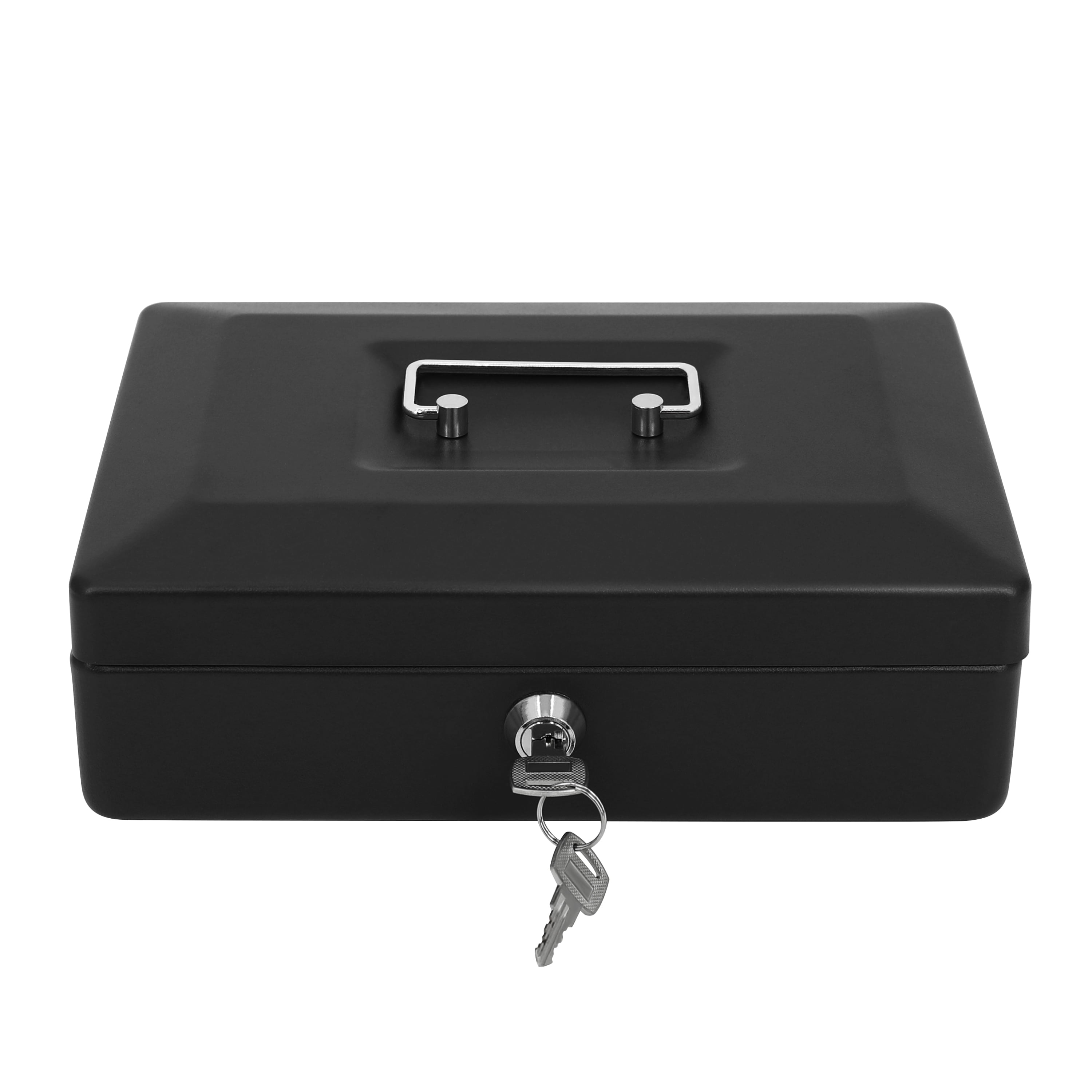 NEW 10" CASH BOX RED SAFE BANK DEPOSIT SECURITY STEEL METAL CASH BOX MONEY 