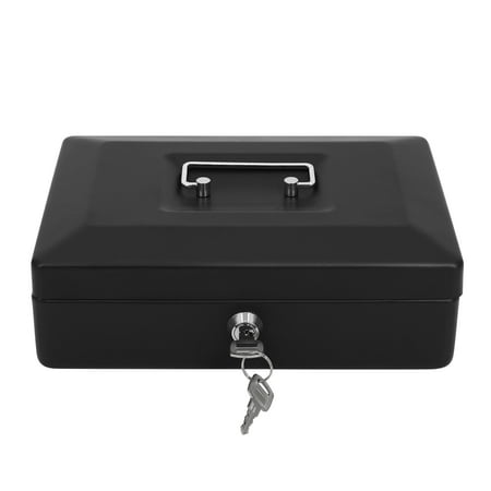 Pen+Gear Black Metal Cash Box with Cash Tray and Key Lock,0.13 cu.ft
