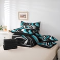 thumbnail image 5 of Manfei Cyan Stripes Bedding Comforter Set 7pcs for Adult, Abstract Ombre Queen Bedding Sets, Chic Geometric Reversible Queen Sheet Sets, Super Cozy Room Decor, 5 of 7