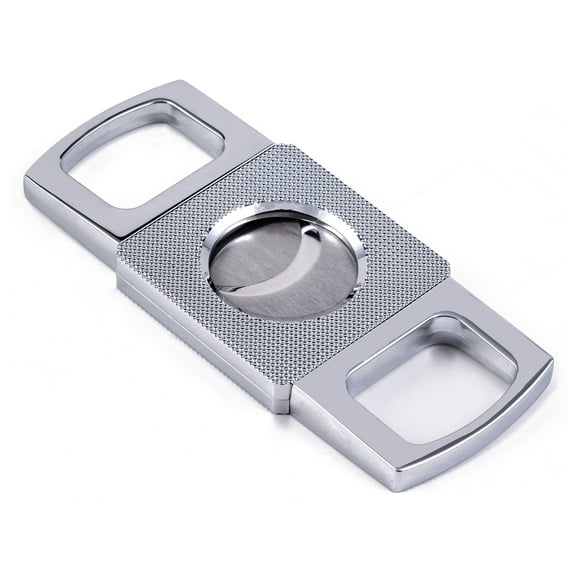 Precision Made Guillotine Cigar Cutter w/ Etched Body - 62 Ring Gauge - Silver