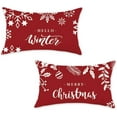 thumbnail image 2 of Christmas Throw Pillow Covers 12x20 Set of 2 Red Merry Christmas Decorations Hello Winter Snowflakes Outdoor Farmhouse Xmax Cushion Cases for Sofa Couch Home, 2 of 7