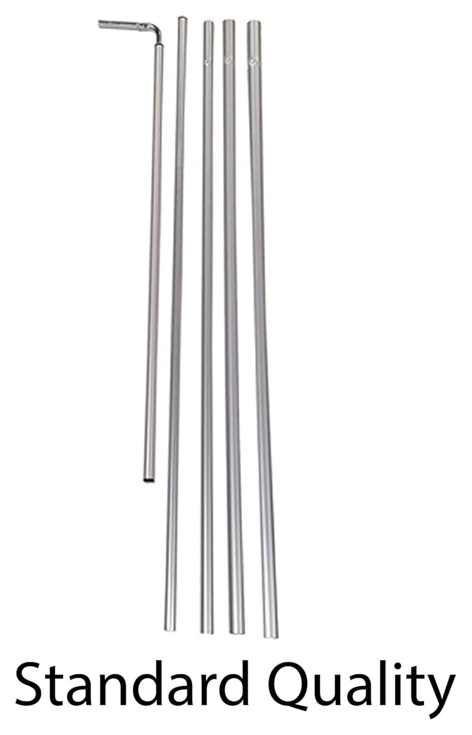 Advertising 5 Piece 15ft Telescopic Pole Kits with L-Shaped Tip for 12ft Boomer Rectangle Flags (Standard Quality)