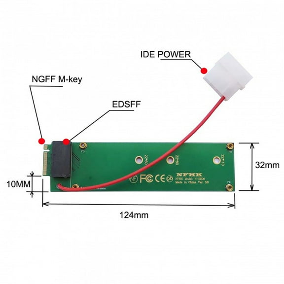 JSER Ruler 1U GEN-Z EDSFF Short SSD E1.S to NVMe NGFF M-key 4X Host Carrier Adapter with Power