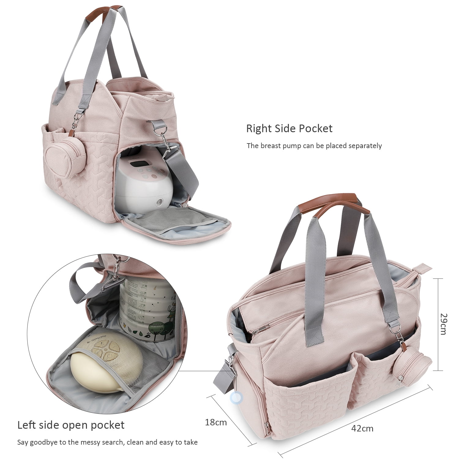 Lmbabter Stylish Multipurpose Polyester Large Diaper Tote Bags Insulated Pocket, Multicolor