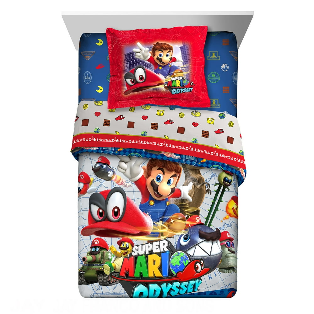 Super Mario 'Odyssey Fun' 2 PC Kids Twin/Full Comforter with Sham and