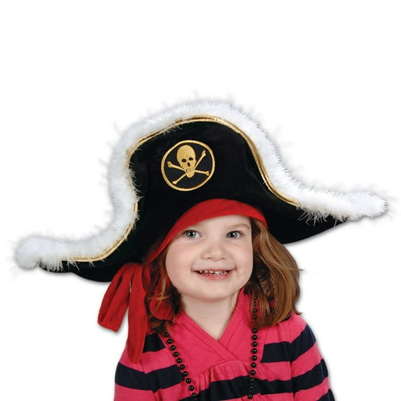 Party Central Pack of 6 Black and White Girl Child Pirate Captain's Party Hat - Medium