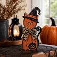 thumbnail image 3 of syligr Wooden Black Cat Figurine for Halloween Decorations, Black Cat Ornament for Mantel Shelf, Vintage Halloween Decor for Table Centerpiece, Home Party Decor Gift, 8Inch, 3 of 6