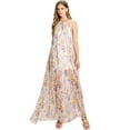 thumbnail image 4 of Aakaa Women's Special Occasion Formal Floral Halter Chiffon A-Line Maxi Dress (Medium, Sand), 4 of 5