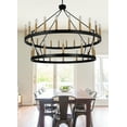 thumbnail image 2 of Aiwen Wagon Wheel Chandelier E12 Matte Black Metal Frame with 36 Lights Candle Style Deluxe Ceiling Light, 2 of 10