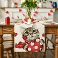thumbnail image 2 of FYTPOV Flax Table Runner, Valentines Day Decorations, Hearts Roses Cat Table Runner for Party, Christmas Runner for Table Home Decor, Table Runners 90 Inches Long, 2 of 5