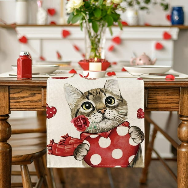 Decoraciones para San Valentín, banderines de mesa coloridos para restaurante, sala de estar, decoración de ambientes de aniversario de boda, 4 tamaños disponibles, banderines de lino para mesa.