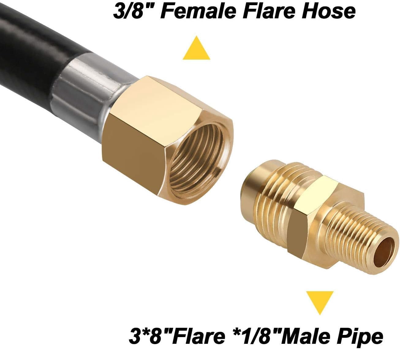 20 FT High Pressure Propane Hose with Both 3/8 Inch Female Flare and a Pipe Fitting 3/8 Inch Flare x 1/8 Inch MNPT for Gas Grill, RV, Fire Pit, Heater$$